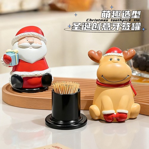 圣诞老人麋鹿牙签盒牙线收纳罐