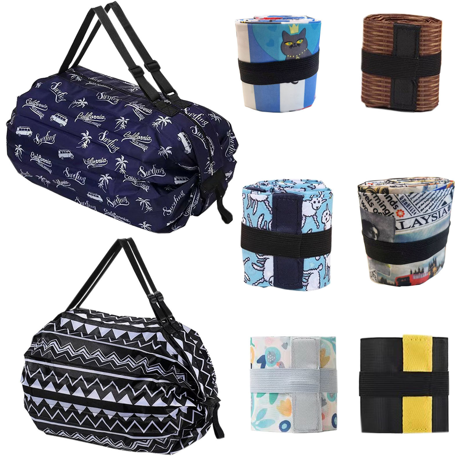 新款日系风琴百褶拉链袋大容量尼龙购物袋单肩背包便携折叠环保袋,收纳整理,购物袋/环保袋/帆布袋,淘宝优惠券,粉丝福利购,淘宝优惠卷