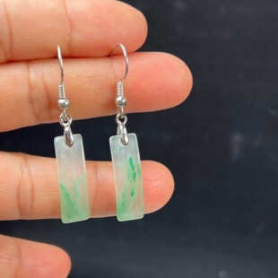 纯天然真玉耳环高冰飘翠绿色非洲翠玉玉石耳坠耳环独龙玉正品送礼