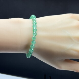 天然玉石精品珠宝高冰飘翠绿色非洲翠玉佛珠6mm玉石手串手链送礼