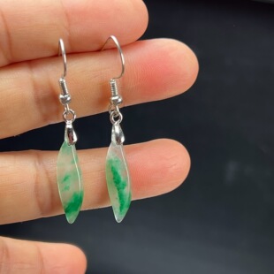 纯天然真玉耳环高冰飘翠绿色非洲翠玉玉石耳坠耳环独龙玉正品送礼