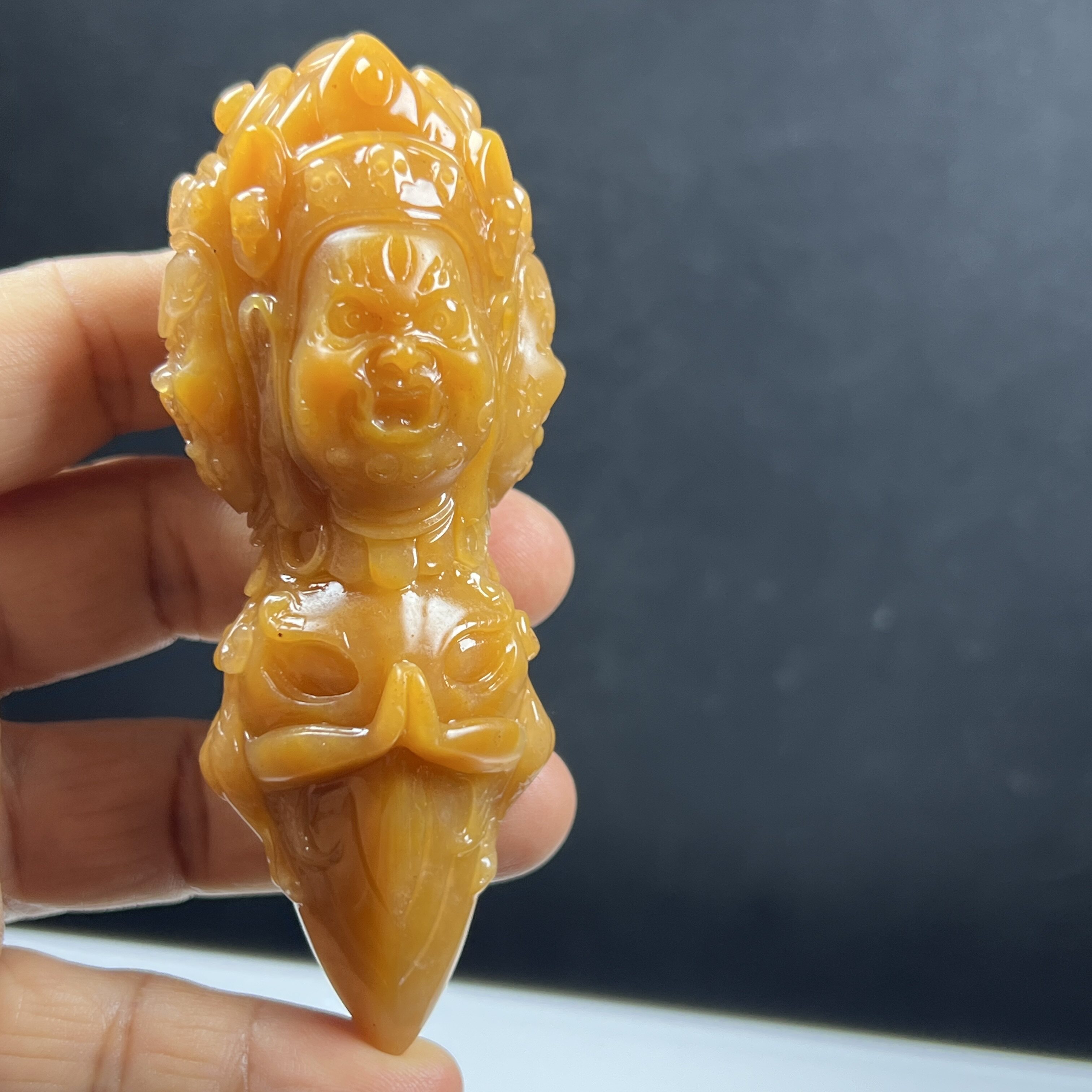 天然玉石精品珠宝鸡油黄缅料黄龙玉降魔杵手玩件把玩送礼证书