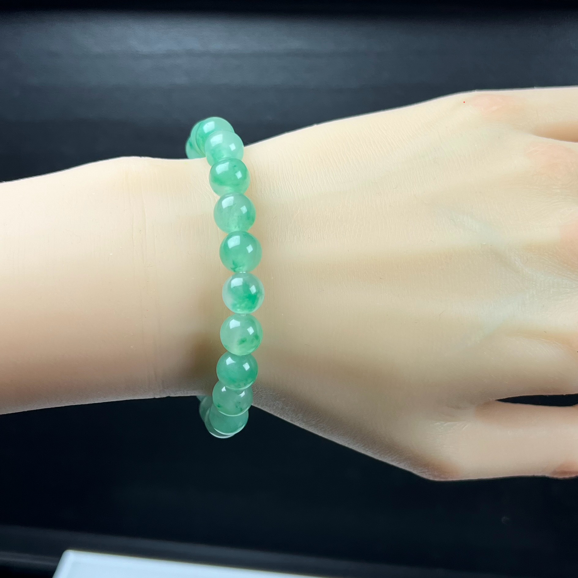 天然玉石精品珠宝高冰飘翠绿色非洲翠玉佛珠9mm手串手链手饰正宗