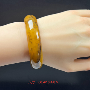 天然玉石精品珠宝云南黄龙玉草花手镯60圈口玉镯高贵大气证书