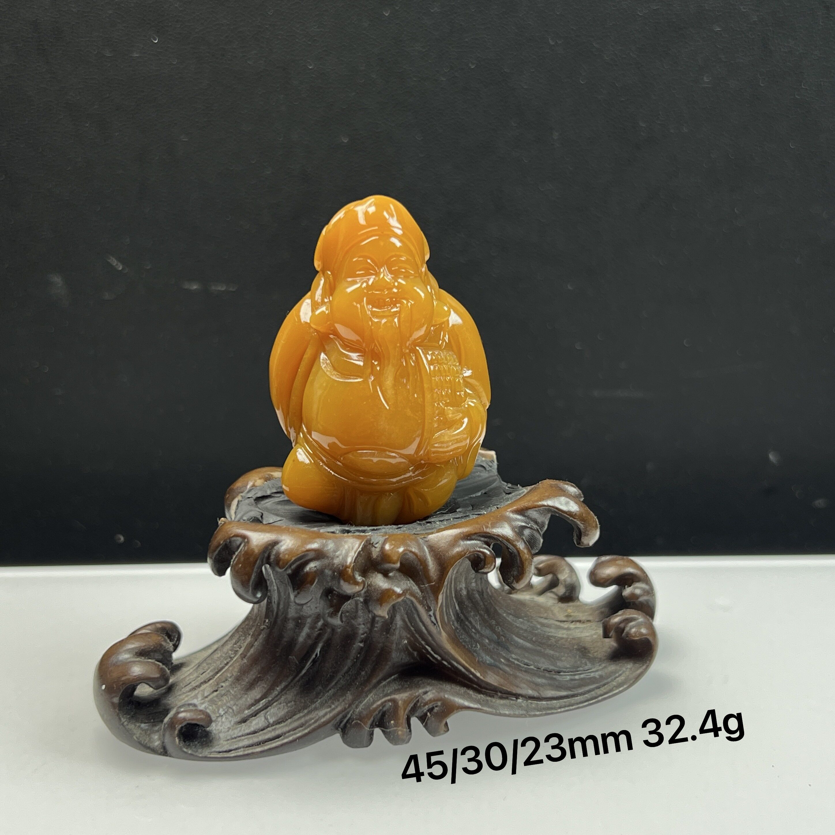 天然玉石缅料黄龙玉黄财神吊坠 石英质玉鸡油黄财神爷把玩两用