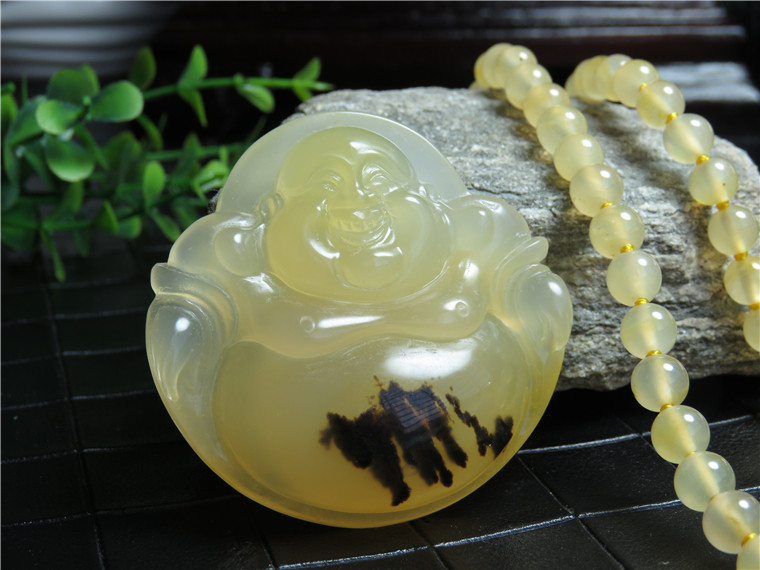 瑞皇翠 天然玉石云南黄龙玉精品珠宝草花大富大贵佛吊坠送礼证书