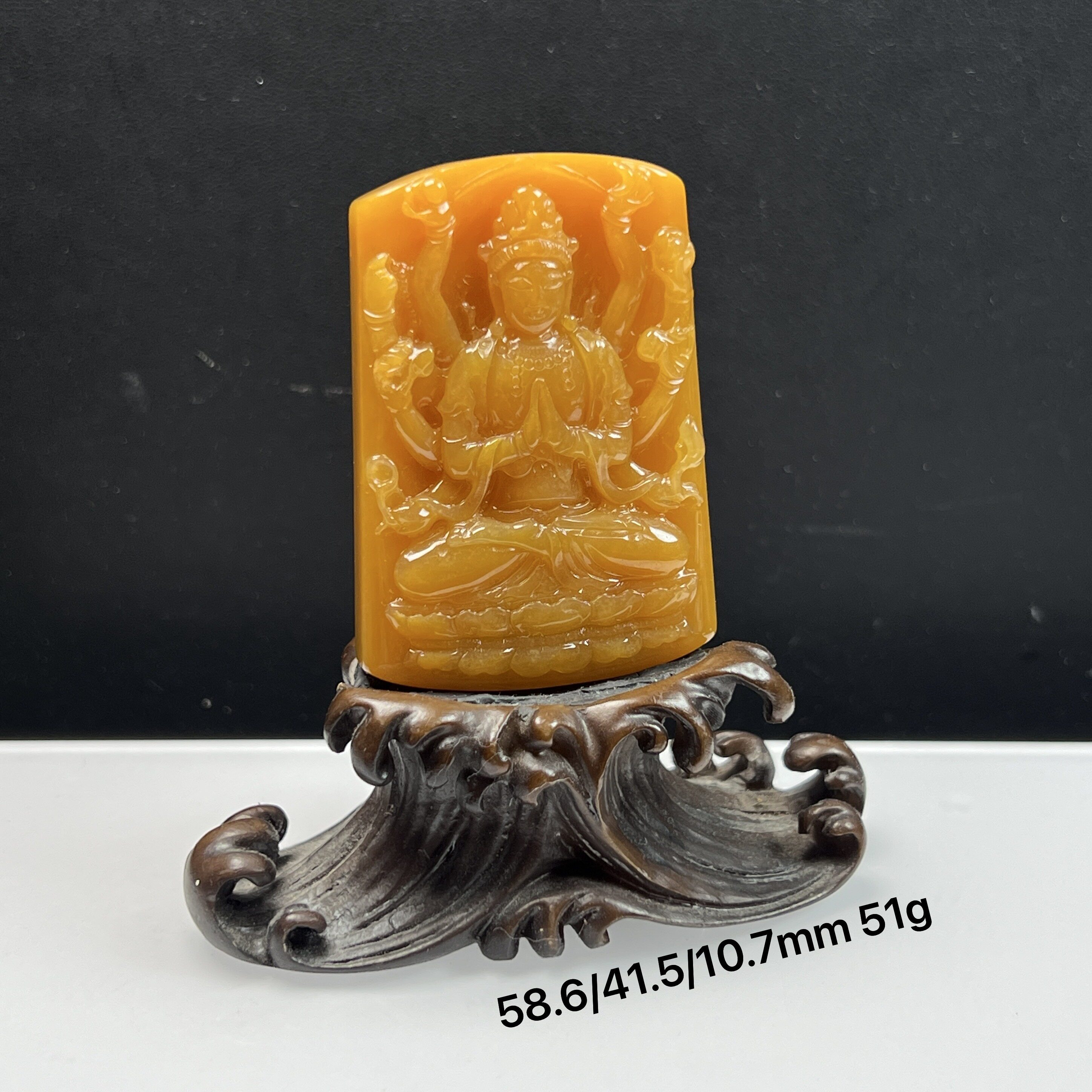 天然玉石缅料黄龙玉千手观音吊坠石英质玉毛衣链鸡油黄玉坠沙眼