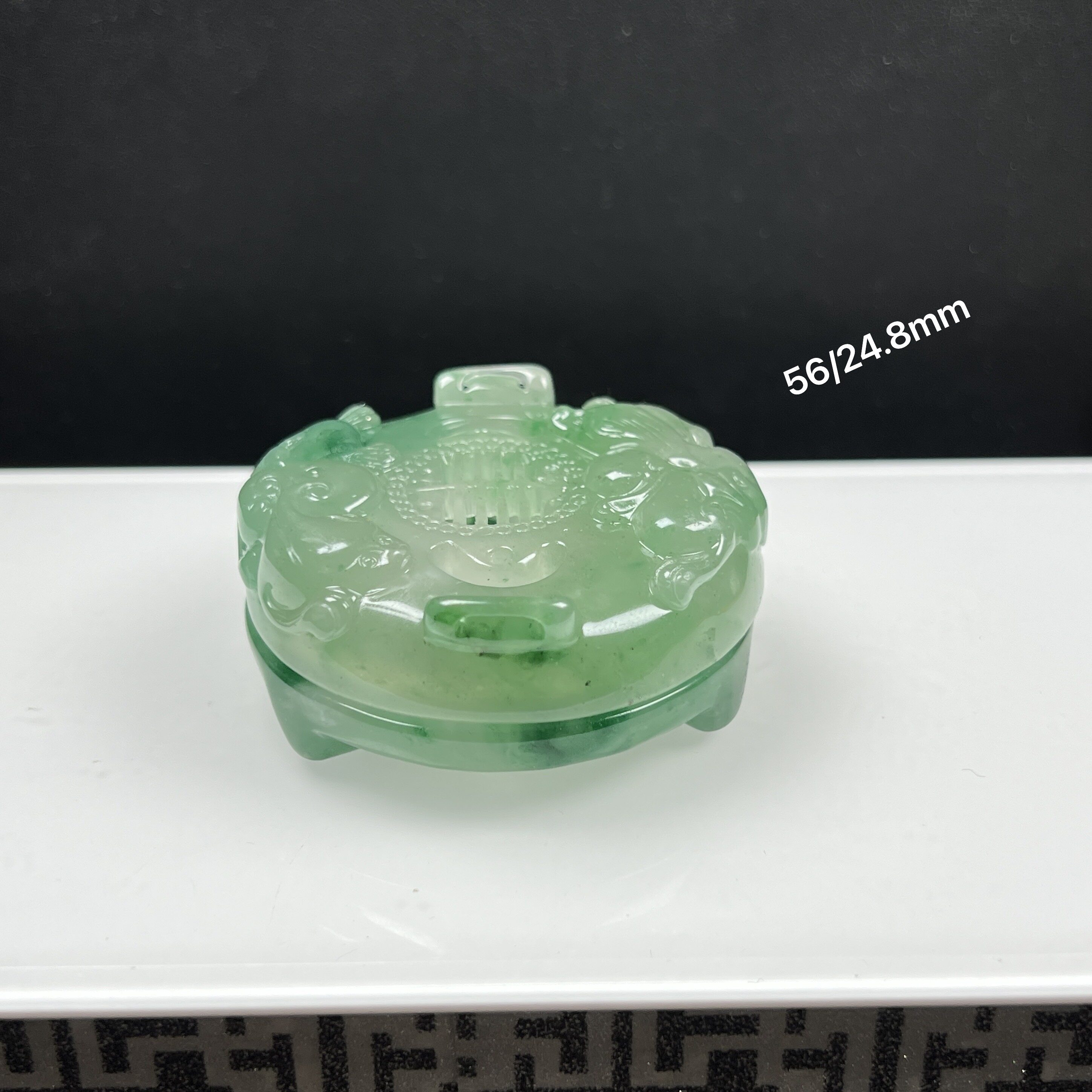 天然玉石精品珠宝高冰飘翠绿色非洲翠玉香炉摆件送礼