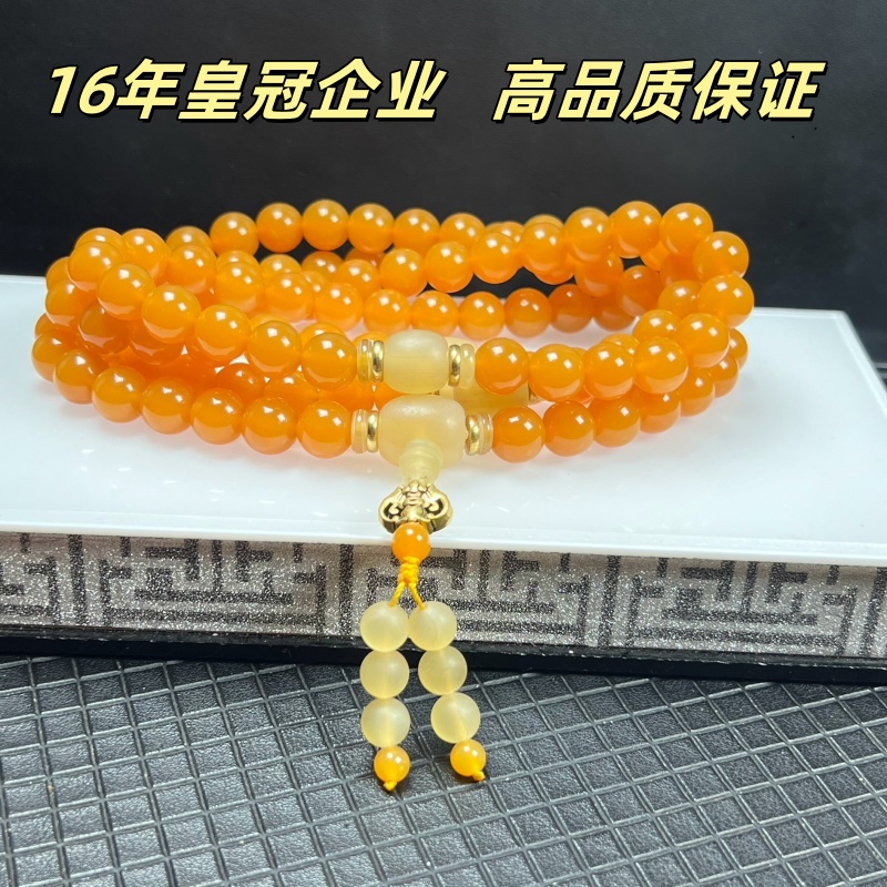 正宗缅料108手串黄龙玉石珠项链