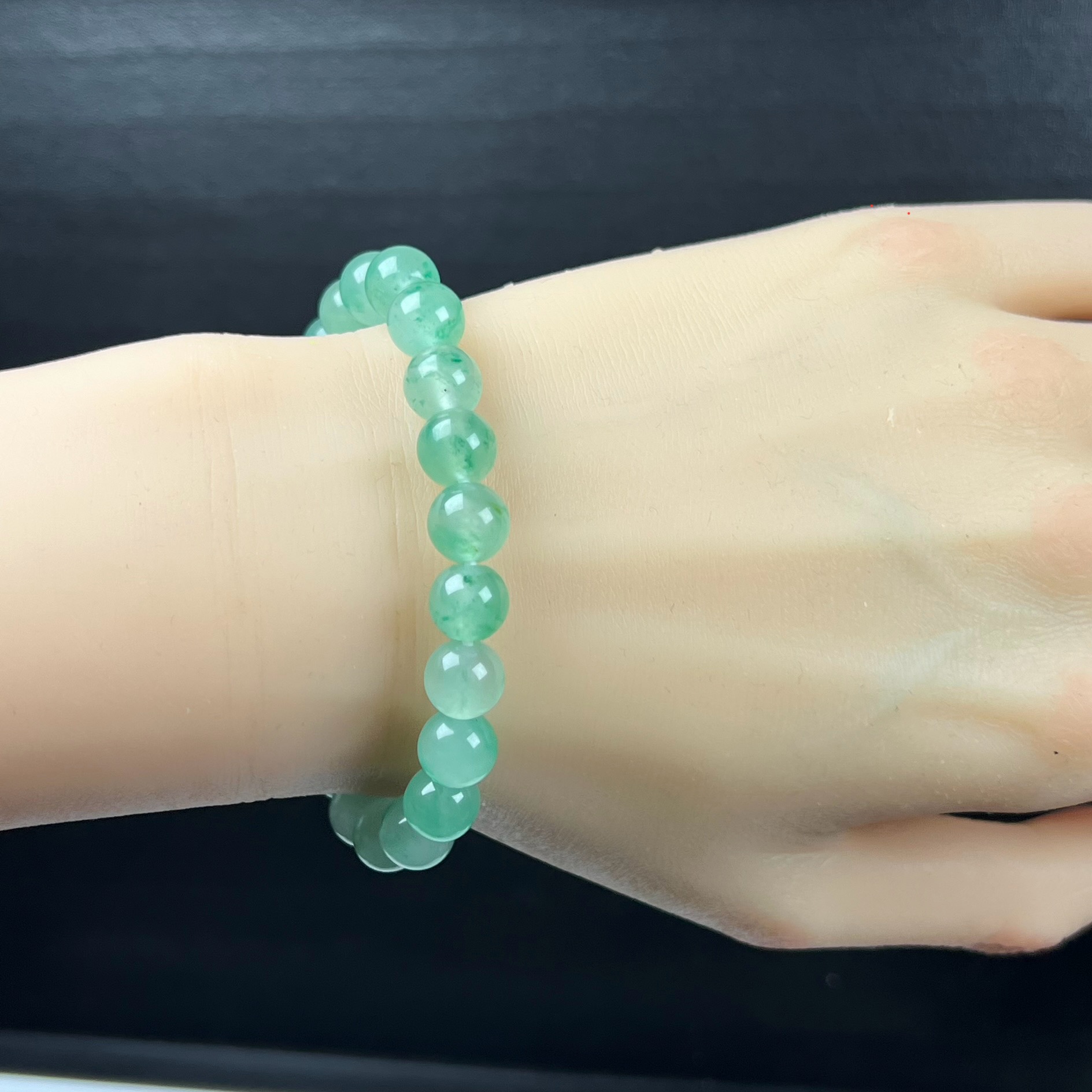 天然玉石精品珠宝高冰飘翠绿色非洲翠玉佛珠9mm手串手链手饰正宗