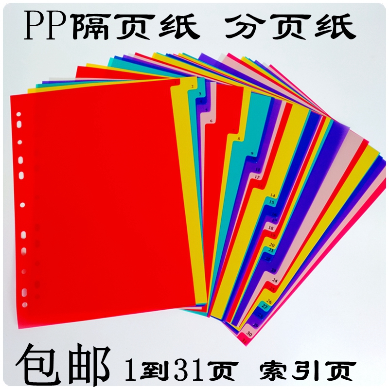 pp塑料彩色11孔档案标签分页纸