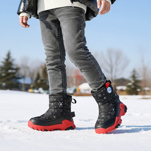 儿童雪地靴冬季钢爪男童加绒加厚童鞋防水防滑舒适保暖女童中筒棉