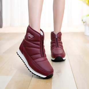 短靴女鞋 冬季 雪地靴短筒棉鞋 加厚女防滑保暖老人鞋 加绒舒适妈妈鞋