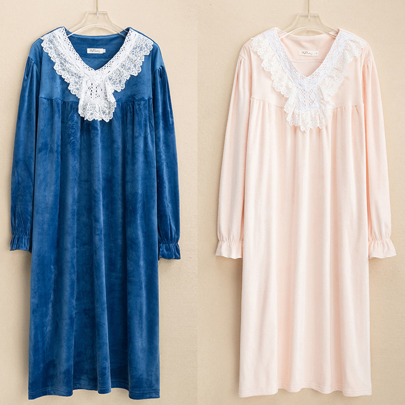 海岛绒睡衣冬季双面绒睡裙