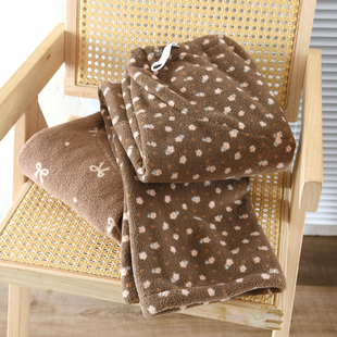 家居裤 秋冬孕妇睡裤 长裤 法兰绒月子托腹裤 可调节摇粒绒孕期暖暖裤