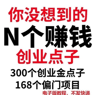 300個金點子致富秘籍快速賺錢小本創(chuàng)業(yè)項目偏門生意在家學習教程