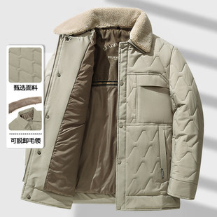 加厚保暖棉衣男士冬季中老年爸爸装可脱卸毛领棉服上衣男装外套