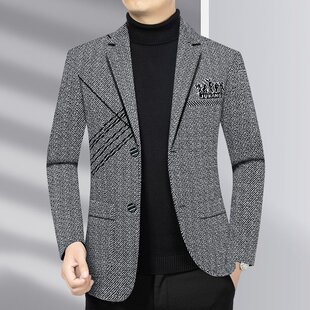 中老年毛呢大衣男商務(wù)休閑爸爸裝 2025秋冬新款 西服厚外套加絨保暖