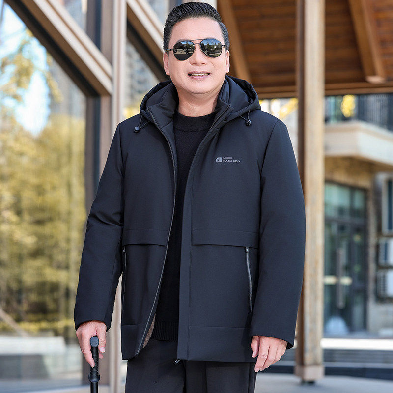 爸爸冬装外套中老年爷爷棉衣男款中年男士加绒加厚新款老年人衣服