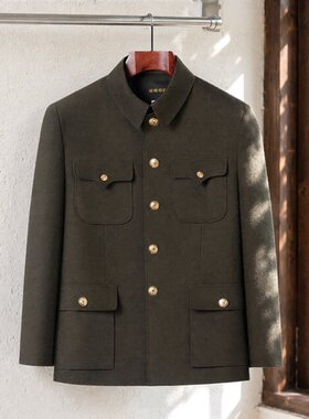 高档中山装男中式爸爸中山服套装
