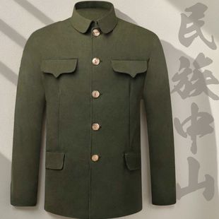 中山装男中老年人爸爸装中山服装春秋装爷爷老人干部老式军便装