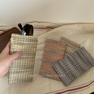 店铺福利眼镜袋!仿编织纹太阳镜收纳袋弹片口袋小样杂物收纳包