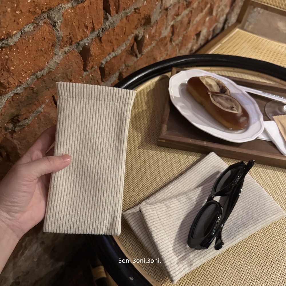 高级防磨花系列！日系焦棕灯芯绒防尘眼镜收纳便携太阳镜弹片口袋