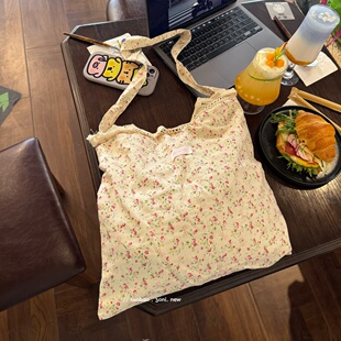 em，对碎花布袋子无抵抗力～韩系甜美花花夏季仙女单肩包斜挎女包