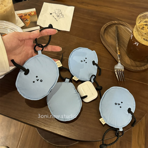 耳机收纳袋！防撞柔软耳机包苹果AirPods加厚包包可爱钥匙扣挂件