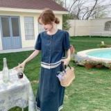 【现货】2026夏季新款薄牛仔蕾丝花边连衣裙005-670-P155-K228，女装套装/套裙，浙宝005