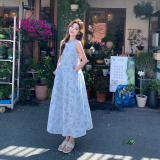 【大货出】少女风蓝色镂空刺绣A字连衣裙530-P135-K218，女装连衣裙，浙宝005
