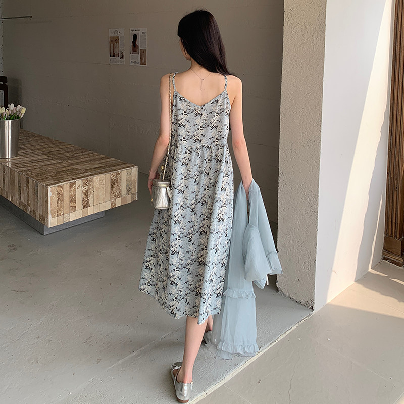 【新款现货】2026夏日蓝色碎花叠穿连衣裙2B063662-P125-K178,商品下架区,浙宝005