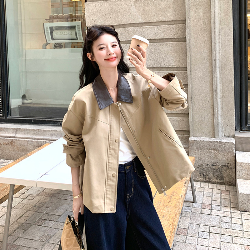 【大货已出】新款撞色翻领休闲工装外套女6068P145-K208,女装短外套,浙宝005