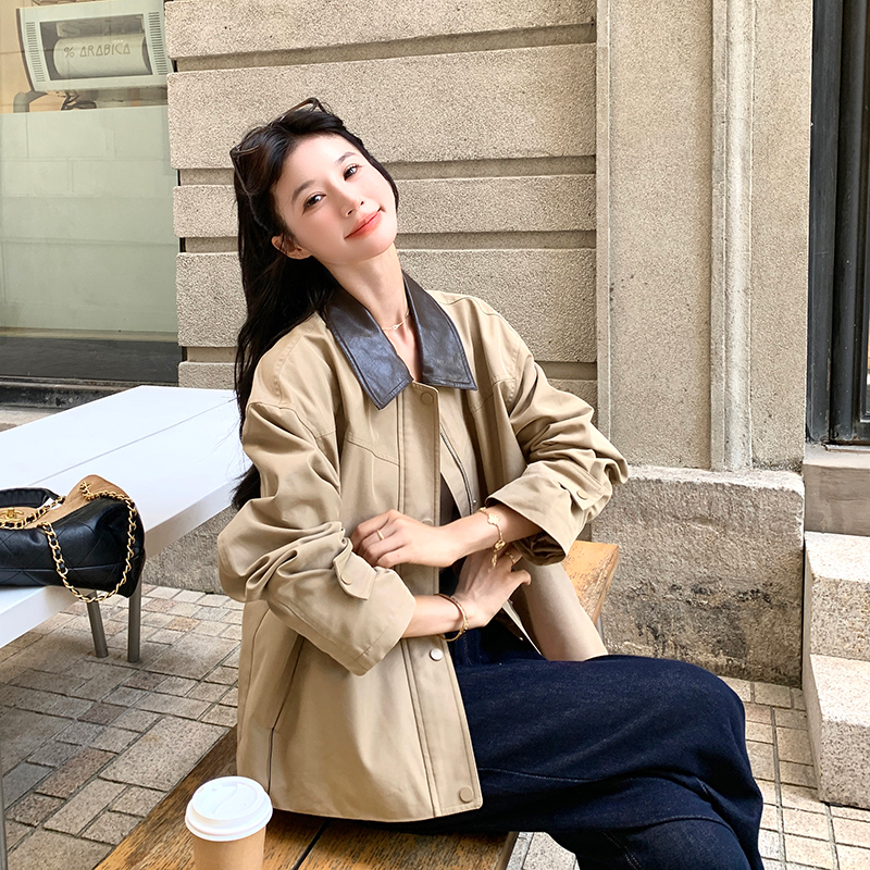 【现货】早秋新款撞色翻领休闲工装外套女0056068P145-K208，女装短外套，浙宝005
