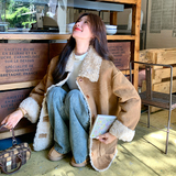 【现货】新款棕色羊羔毛两面穿皮毛一体005-6056-P205-K298，女装棉衣/棉服，浙宝005