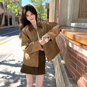 【大货已出】数据棕色复古风收腰显瘦外套6037-P145-K208图片