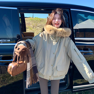 【現(xiàn)貨】大毛領(lǐng)工裝羽絨服短款90絨派克服005-6088-P345-K508圖片