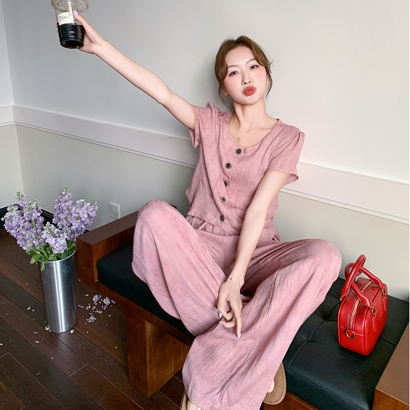 【现货】2026新款夏装小香风套装阔腿裤两件套005-658-P145-K208，女装套装/套裙，浙宝005