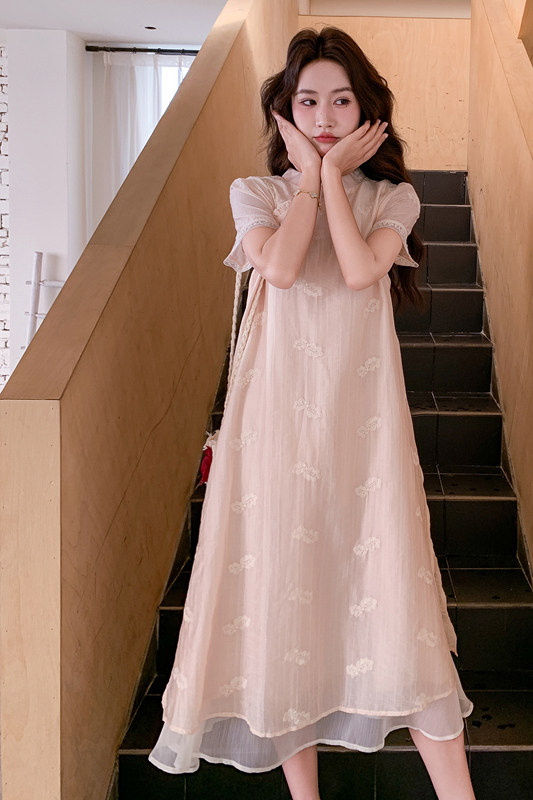 【大货足】新中式风中长款立领连衣裙6213-P145-K238,女装连衣裙,浙宝005