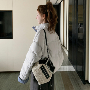 【新款现货】立领格子拼接羽绒服短外套005-6117-P255-K378图片