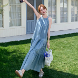 【现货】2026夏季新品蓝色薄牛仔挂脖连衣裙005-671-P125-K188，女装连衣裙，浙宝005