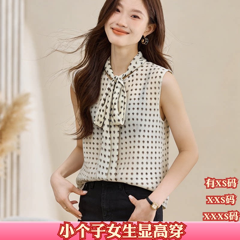 女装夏装矮个子150cm显高加小码XXS蝴蝶结坎肩背心雪纺打底内搭