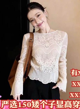 春季155cm小矮个子XXXS显高女装蕾丝通勤高级感温柔风减龄打底衫