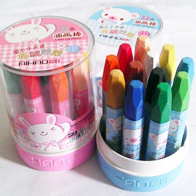 爱好油画棒12色 爱好68014-12色蜡笔 六角形油画棒 布绒娃娃 儿童