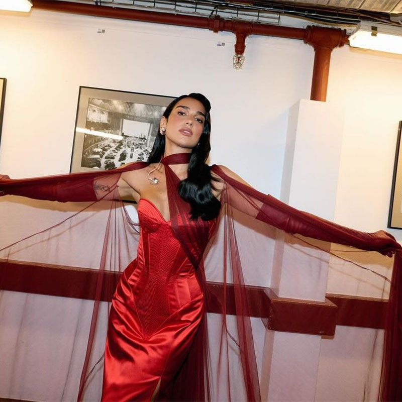 欧美性感辣妹红色缎面抹胸连衣裙女氛围感生日派对晚礼服长裙子