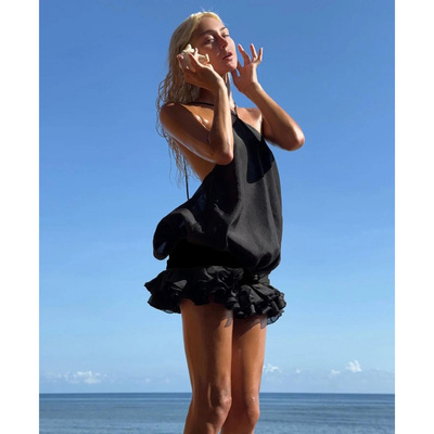 法式小众轻奢性感露背连衣裙