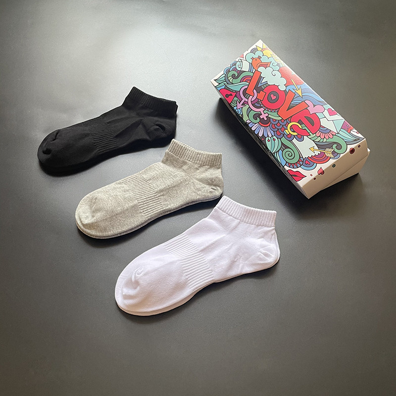 高品质五双装低邦无骨纯棉男女情侣运动袜抗菌袜吸汗防臭耐穿健身