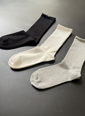 精品五双装男女同款情侣款中长筒袜子保暖吸汗抗起球棉袜黑白灰色