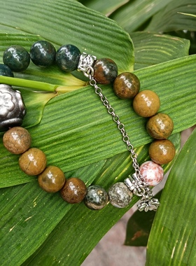 原创设计海洋碧玉小众设计感撞色天然水晶手链情侣款百搭手串