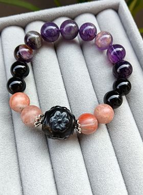 福利款紫水晶南红黑曜石手链女款手串饰品礼物送女友闺蜜生日礼物